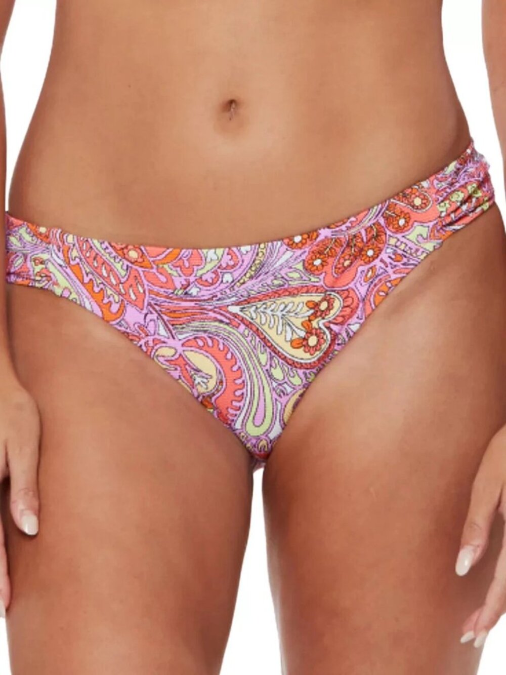 Jessica Simpson Women's Side-Shirred Hipster Bikini Swim Bottom, Floral Multi, S